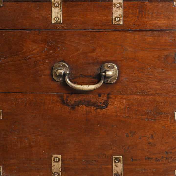 Handle Detail From Brass Bound Teak Indian Military Chest From Gujarat -19thC | Indigo Antiques