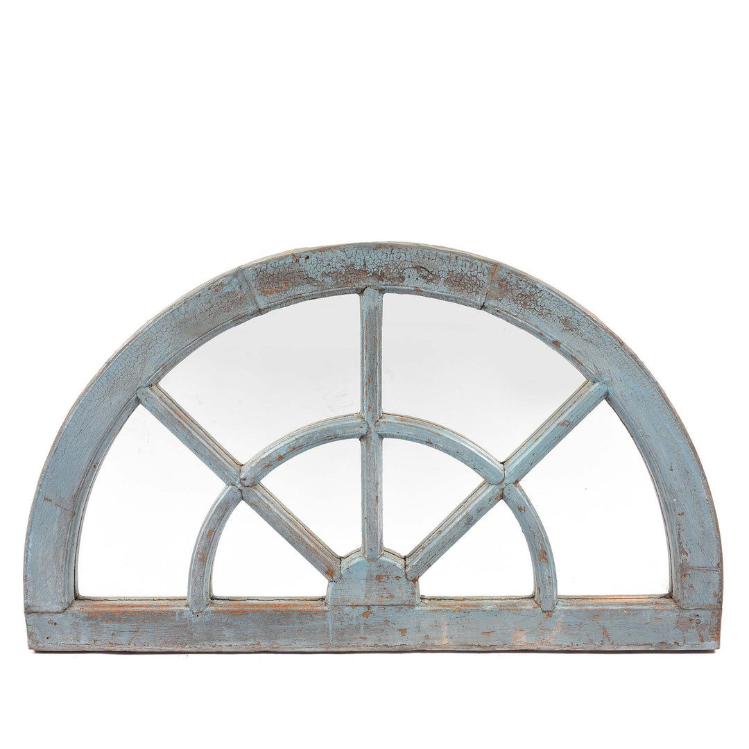 Old Painted Teak Fanlight Mirror - 19thC | Indigo Antiques