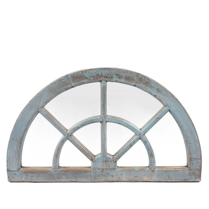 Old Painted Teak Fanlight Mirror - 19thC | Indigo Antiques