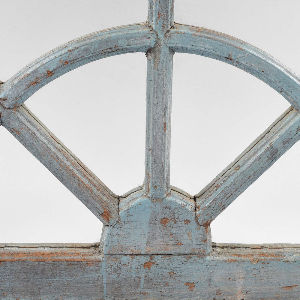 Painting Detail From Old Painted Teak Fanlight Mirror - 19thC | Indigo Antiques