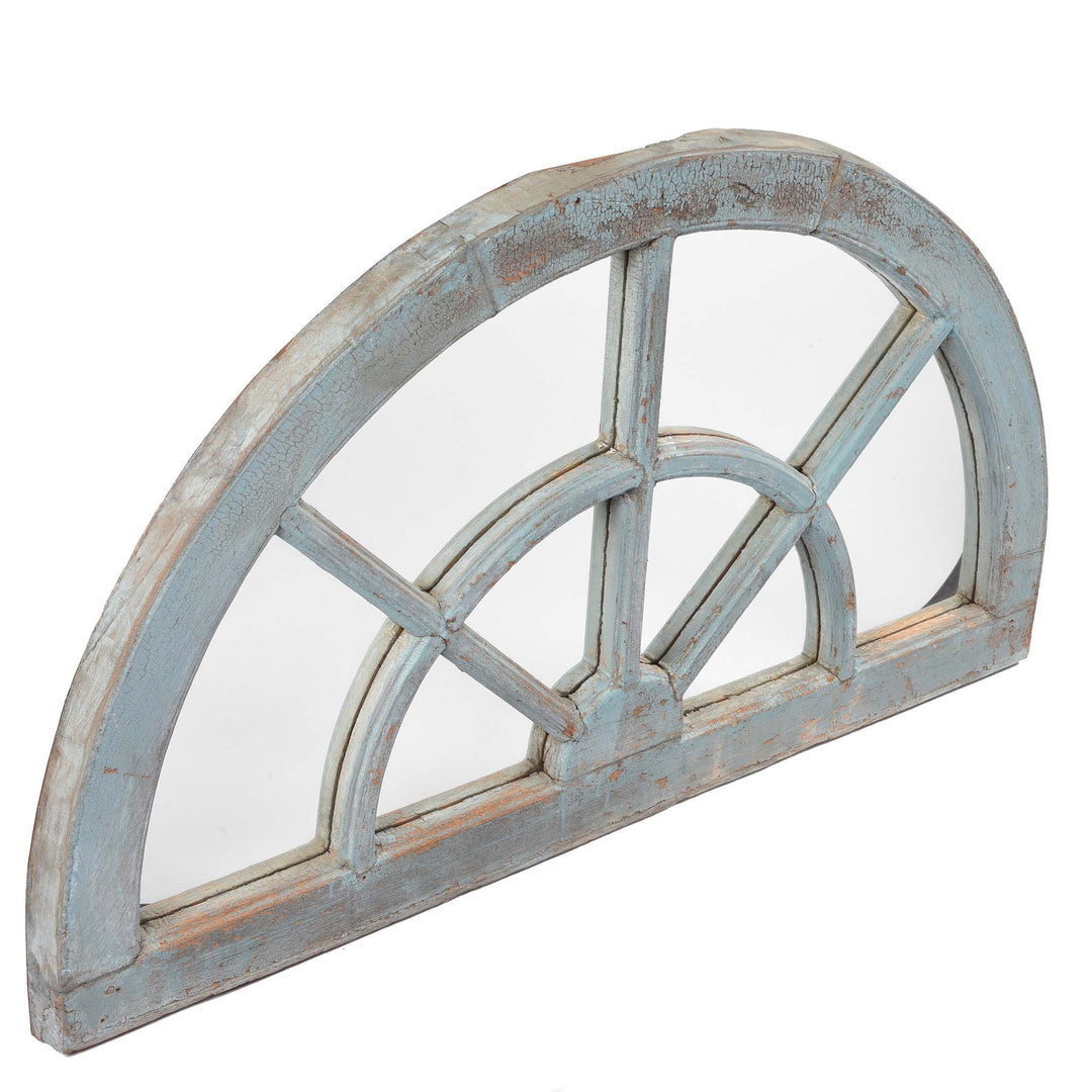 Depth Angled Shot From Old Painted Teak Fanlight Mirror - 19thC | Indigo Antiques