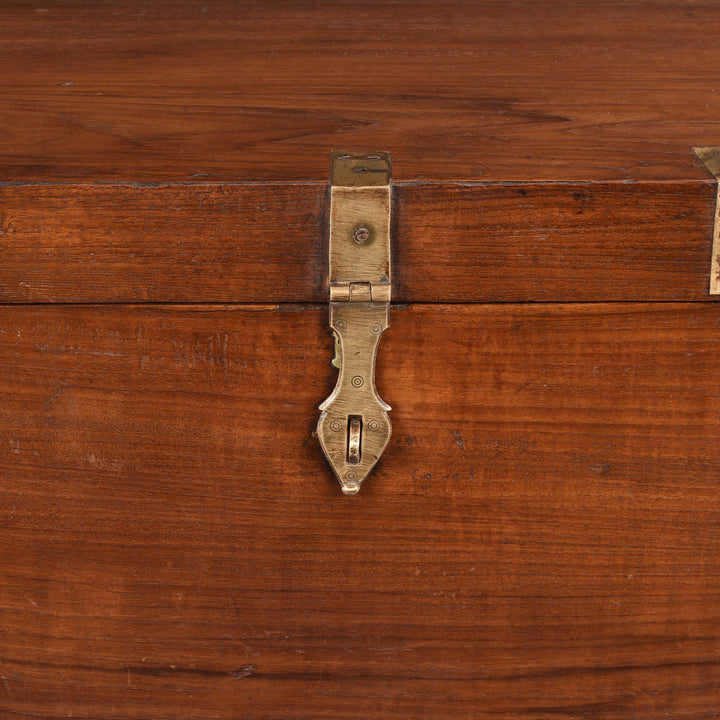 Latch Detail From Brass Bound Teak Indian Military Chest From South India -19Thc | Indigo Antiques
