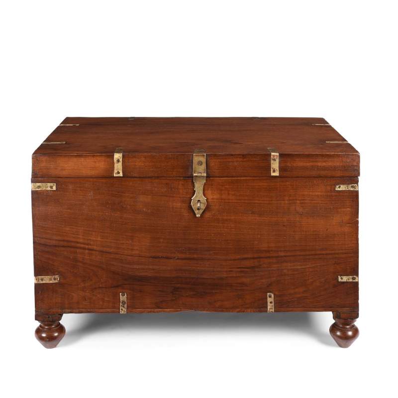 Brass Bound Teak Indian Military Chest From South India -19Thc | Indigo Antiques