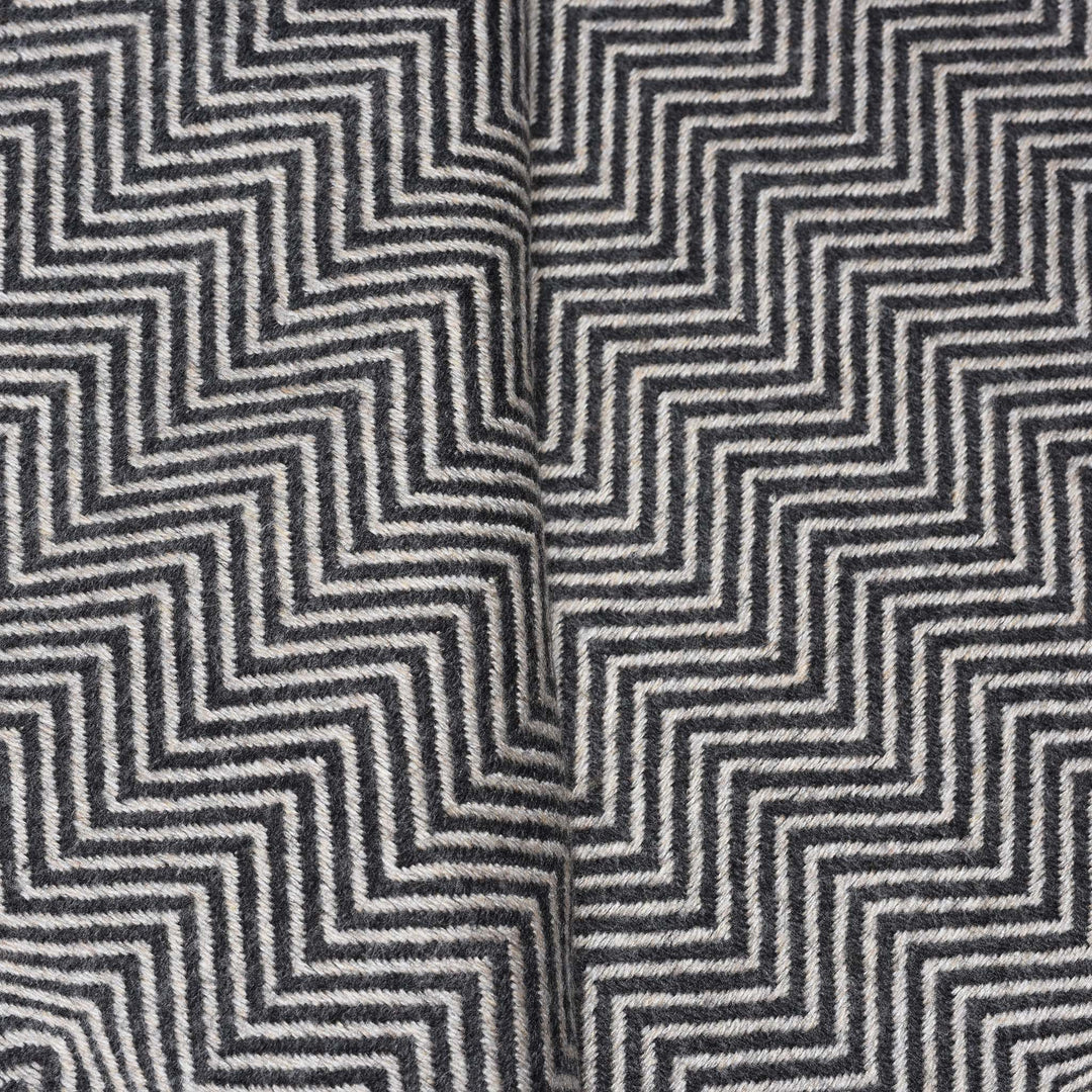 Herringbone Charcoal Wool Throws from Kashmir | Indigo Antiques