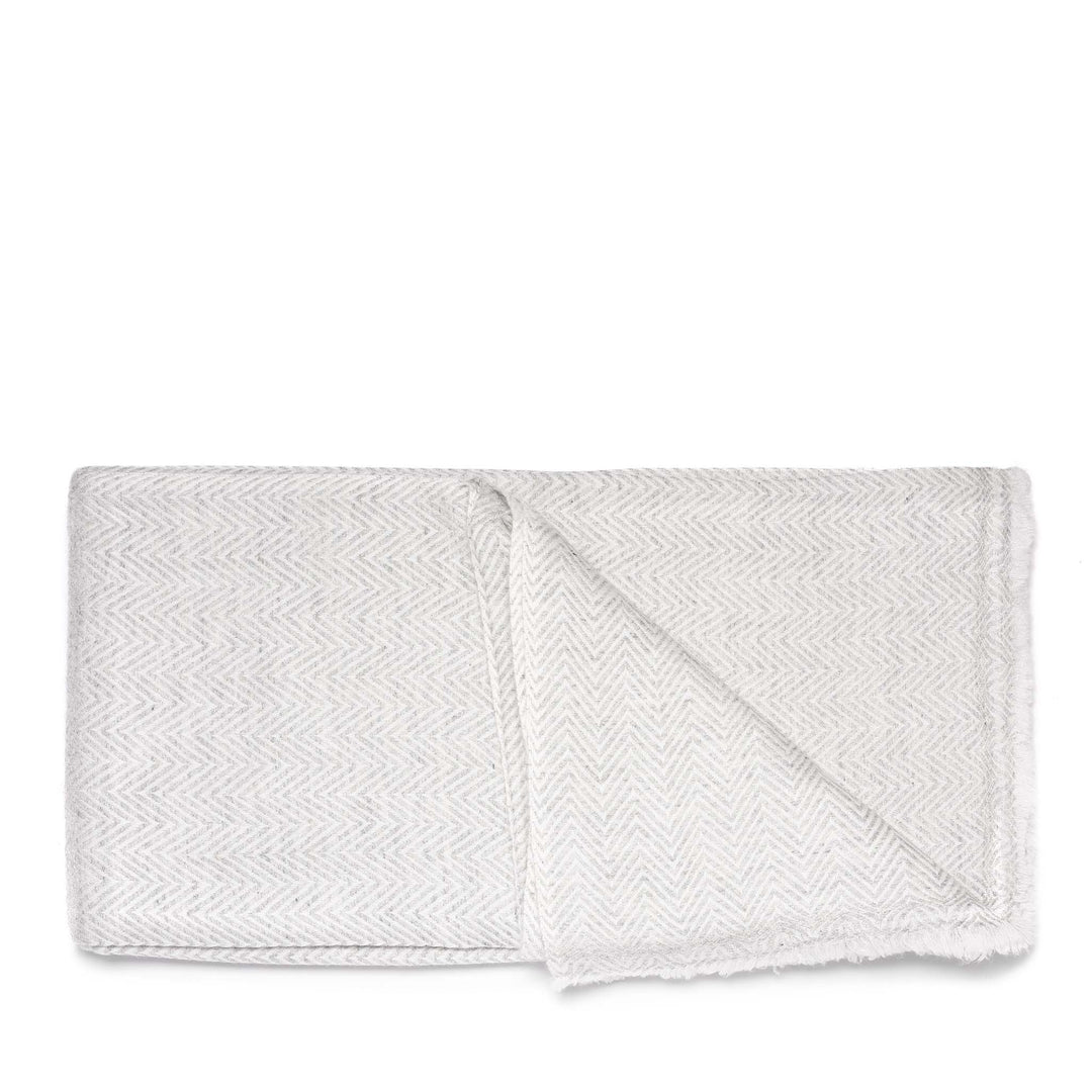 Herringbone Pale Grey Wool Throws from Kashmir | Indigo Antiques