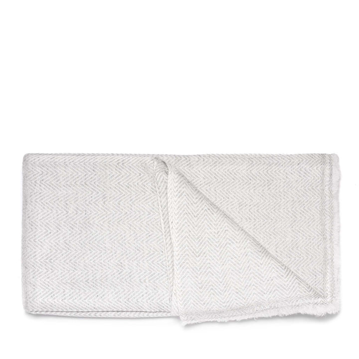 Herringbone Pale Grey Wool Throws from Kashmir | Indigo Antiques