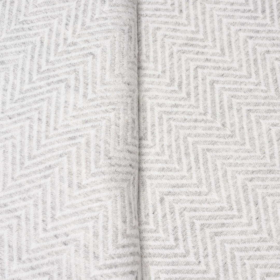 Herringbone Pale Grey Wool Throws from Kashmir | Indigo Antiques
