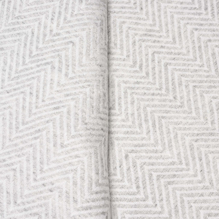 Herringbone Pale Grey Wool Throws from Kashmir | Indigo Antiques