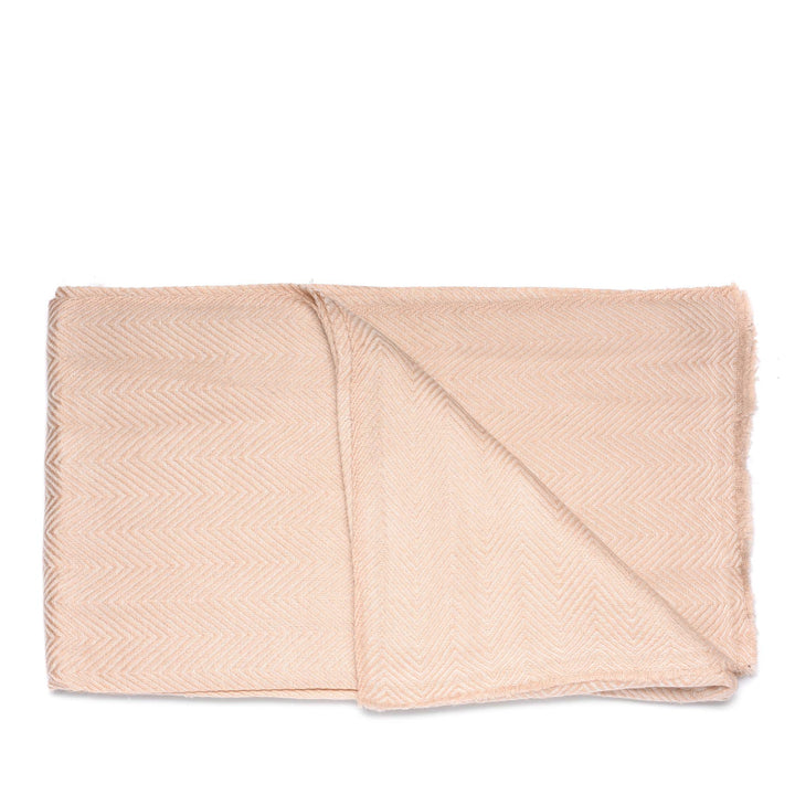 Herringbone Apricot Wool Throws from Kashmir | Indigo Antiques