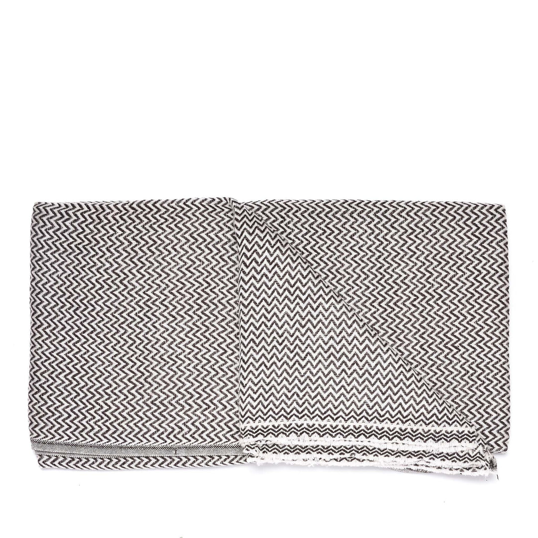 Zig Zag Black Wool Throws from Kashmir | Indigo Antiques