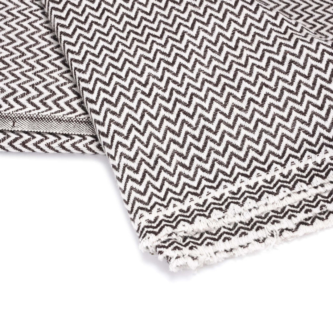 Detail From Zig Zag Black Wool Throws from Kashmir | Indigo Antiques