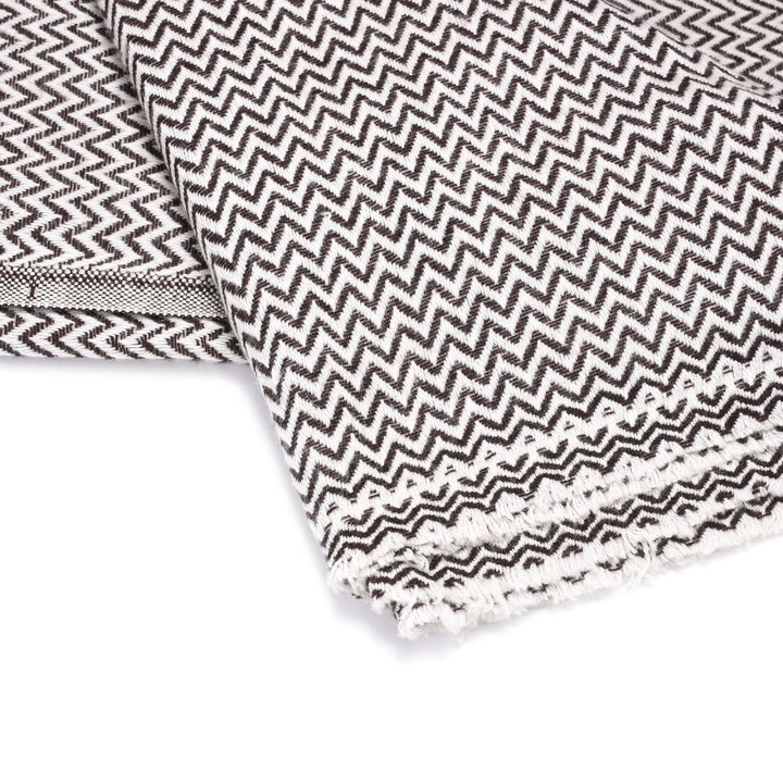 Detail From Zig Zag Black Wool Throws from Kashmir | Indigo Antiques