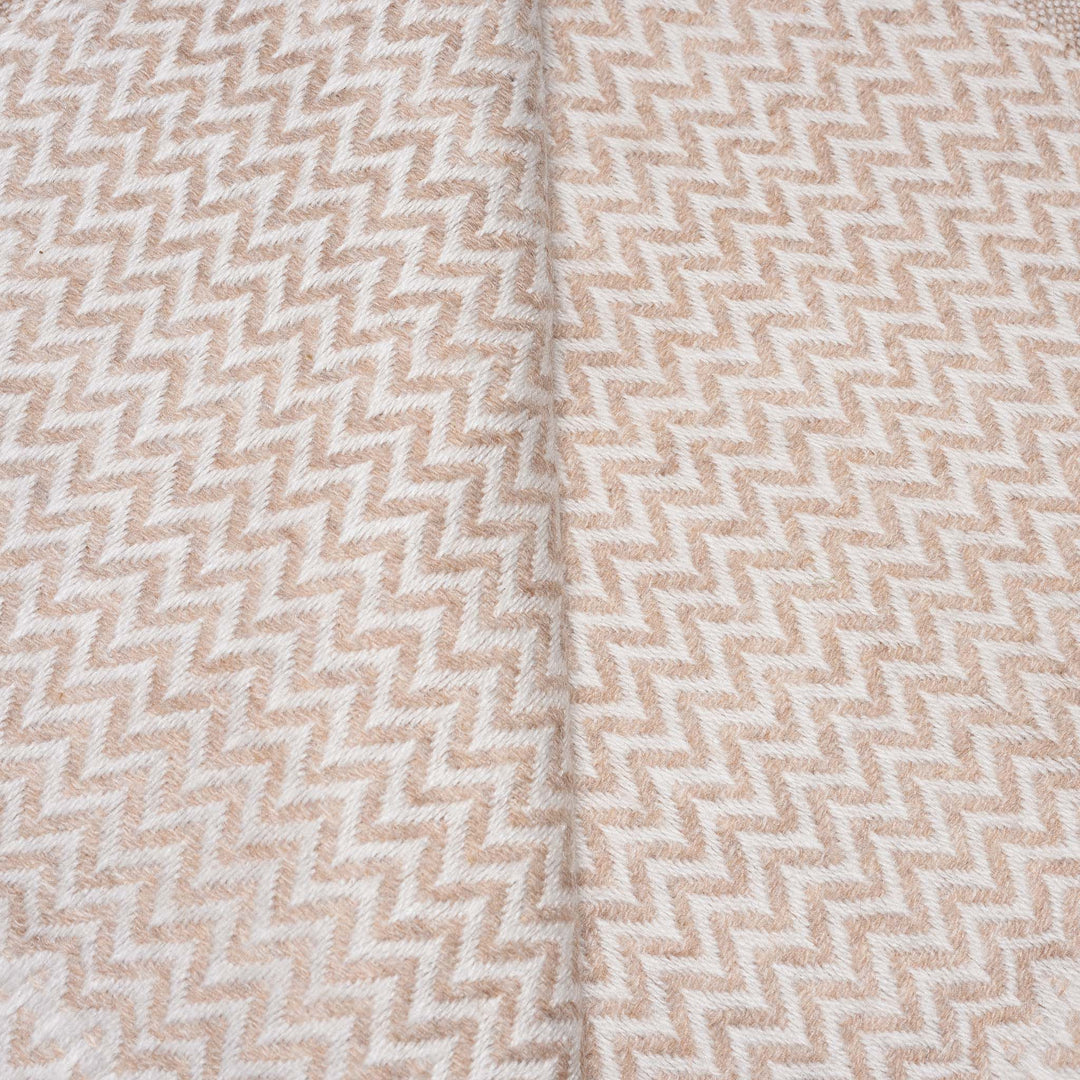 Detail From Zig Zag Caramel Wool Throws from Kashmir | Indigo Antiques