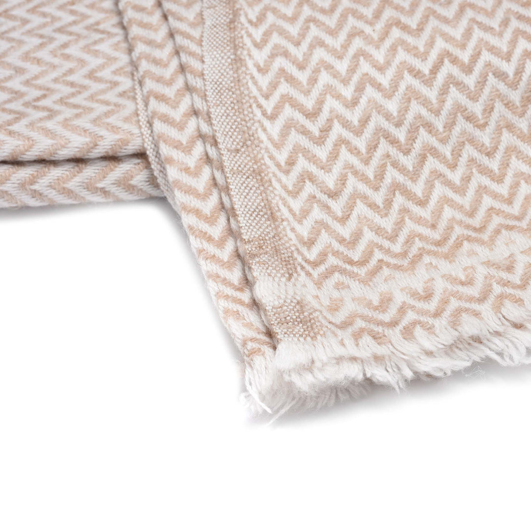 Detail From Zig Zag Caramel Wool Throws from Kashmir | Indigo Antiques