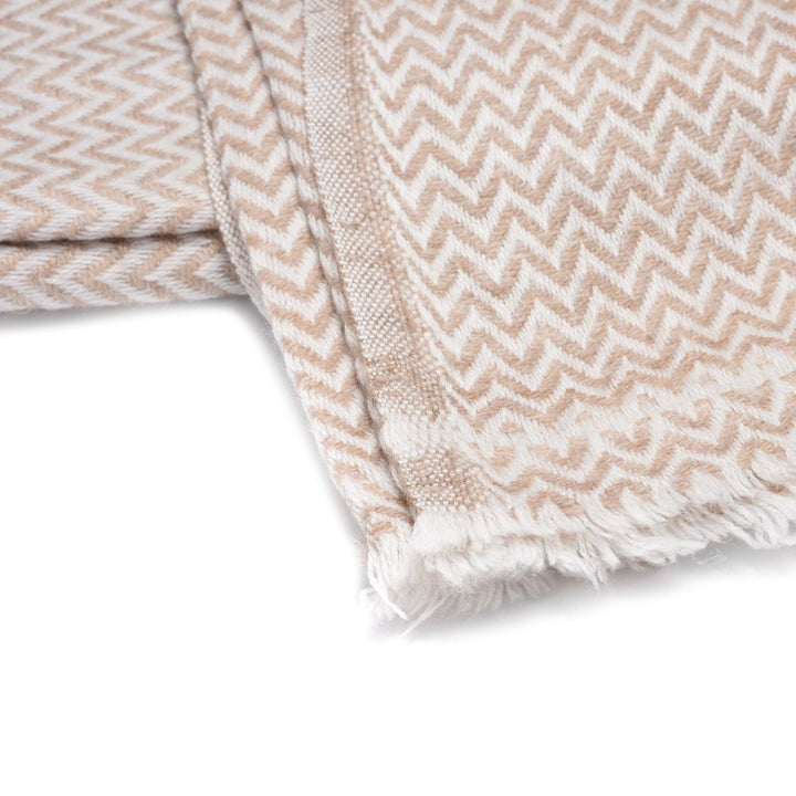 Detail From Zig Zag Caramel Wool Throws from Kashmir | Indigo Antiques