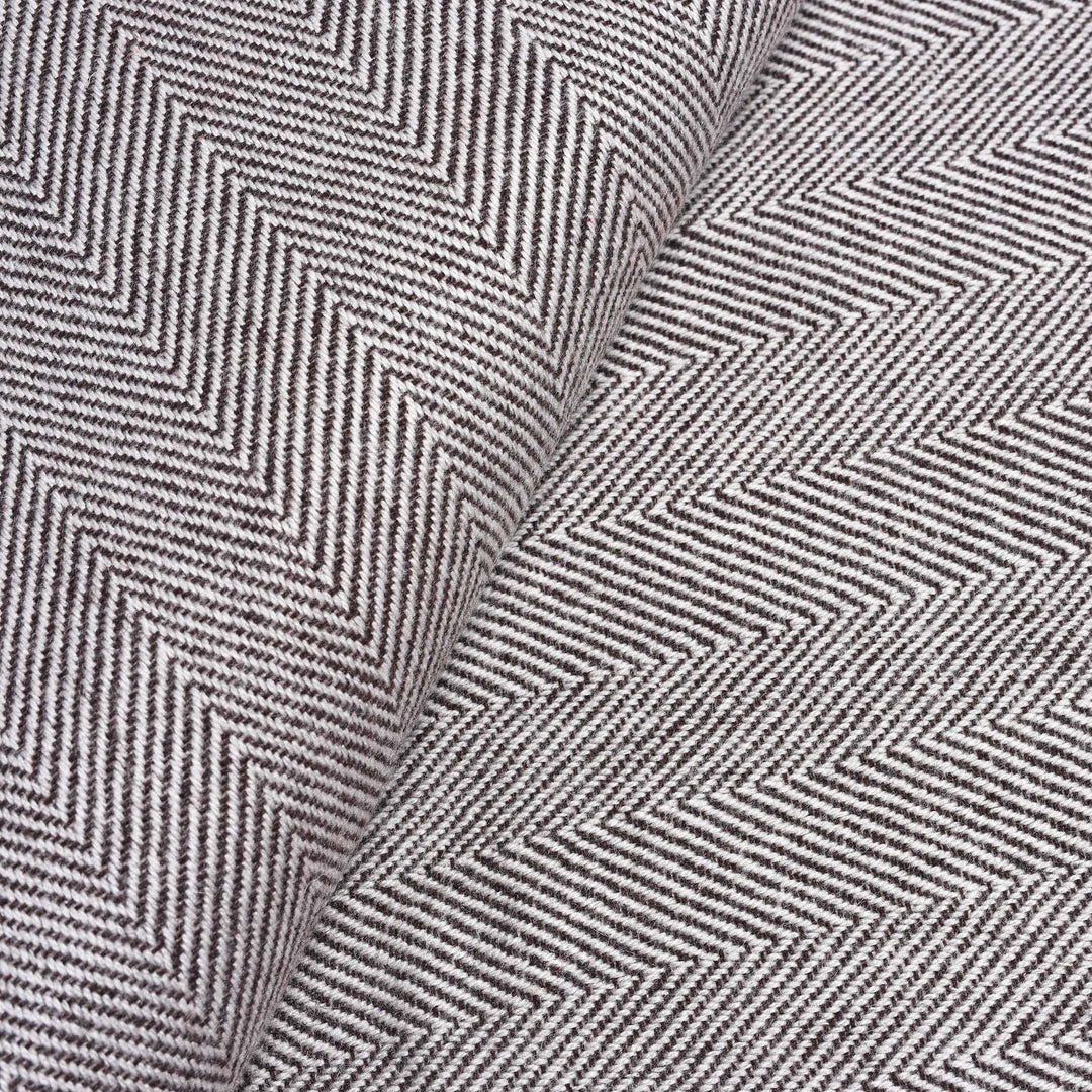Wool Throw from Kashmir - Herringbone Charcoal | Indigo Antiques