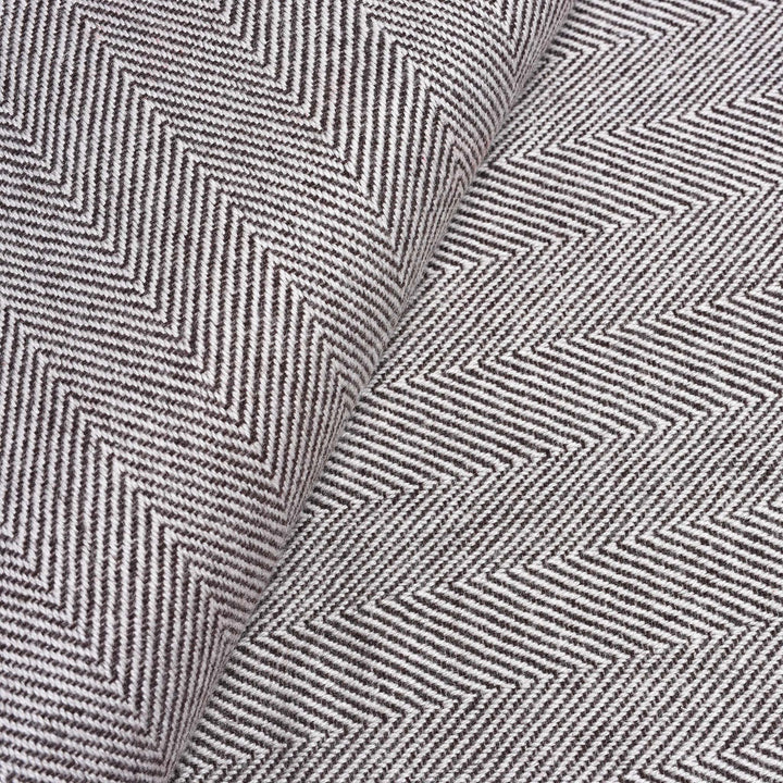 Wool Throw from Kashmir - Herringbone Charcoal | Indigo Antiques