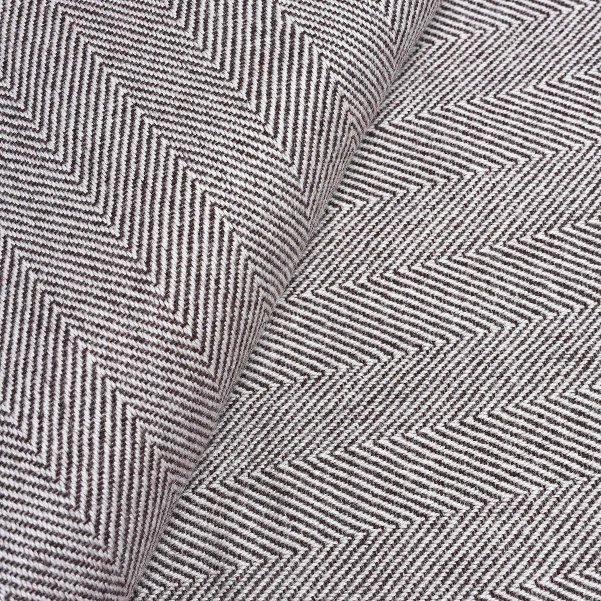 Wool Throw from Kashmir - Herringbone Charcoal | Indigo Antiques