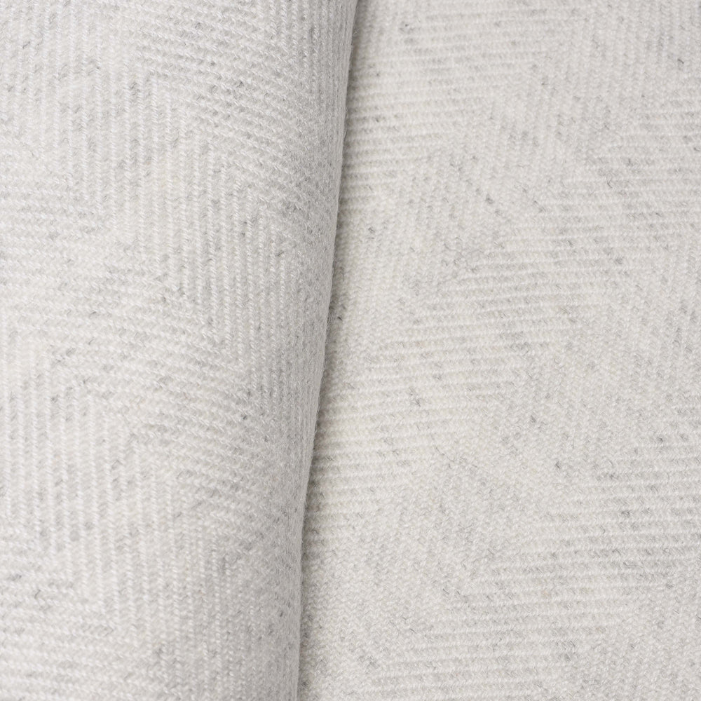 Wool Throw from Kashmir - Herringbone White | Indigo Antiques