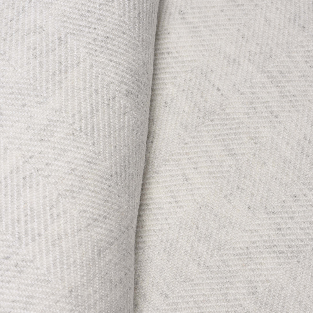 Wool Throw from Kashmir - Herringbone White | Indigo Antiques