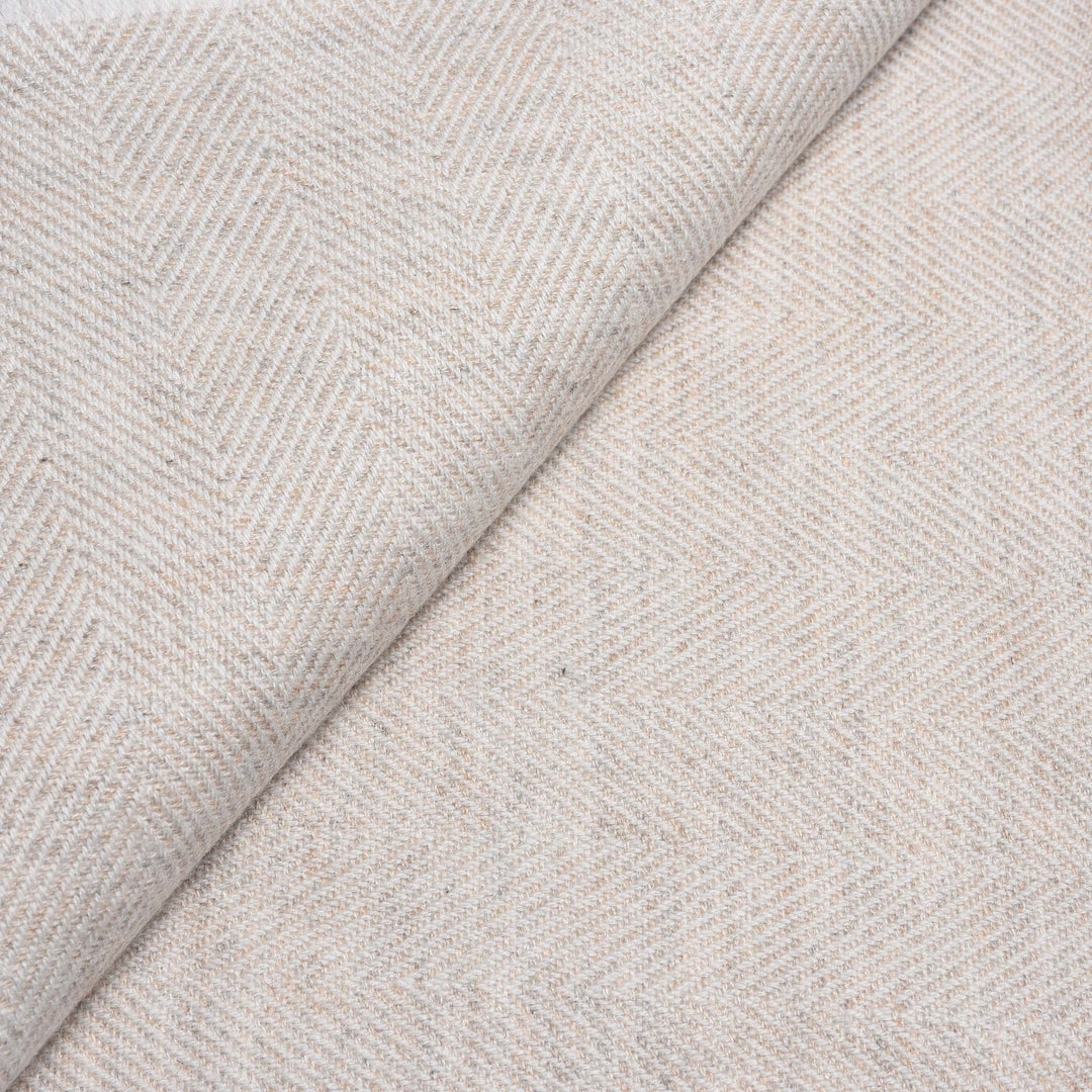 Herringbone Oatmeal Wool Throws from Kashmir | Indigo Antiques