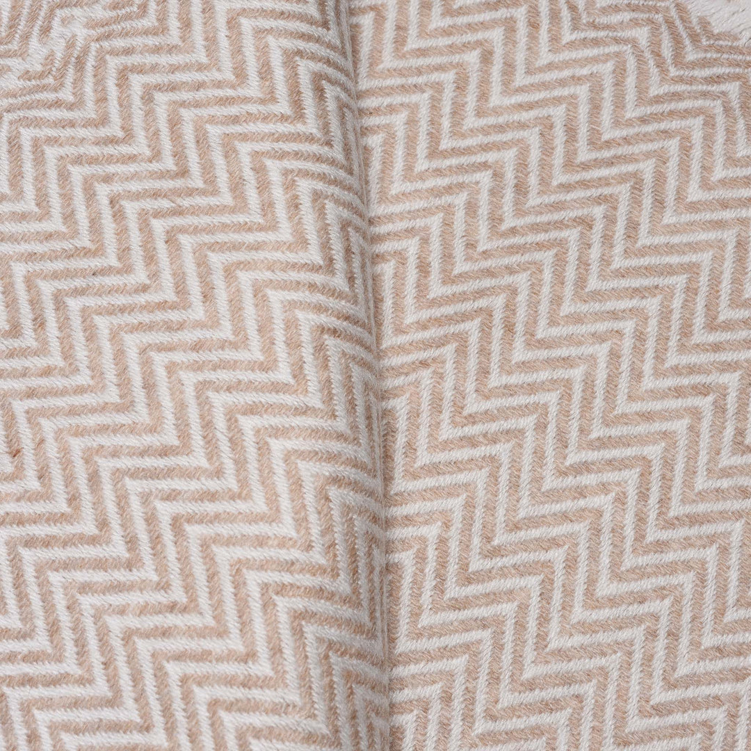 Detail From Stone Wool Throw from Kashmir -Zig Zag Cream | Indigo Antiques