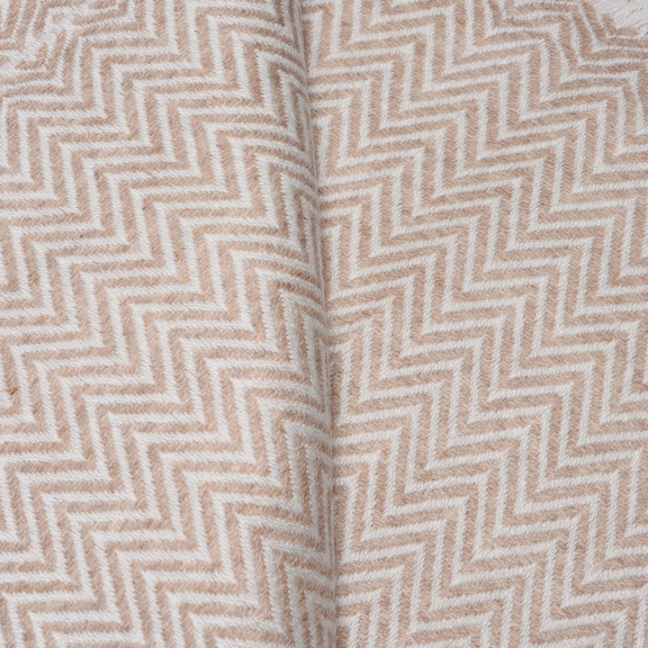 Detail From Stone Wool Throw from Kashmir -Zig Zag Cream | Indigo Antiques