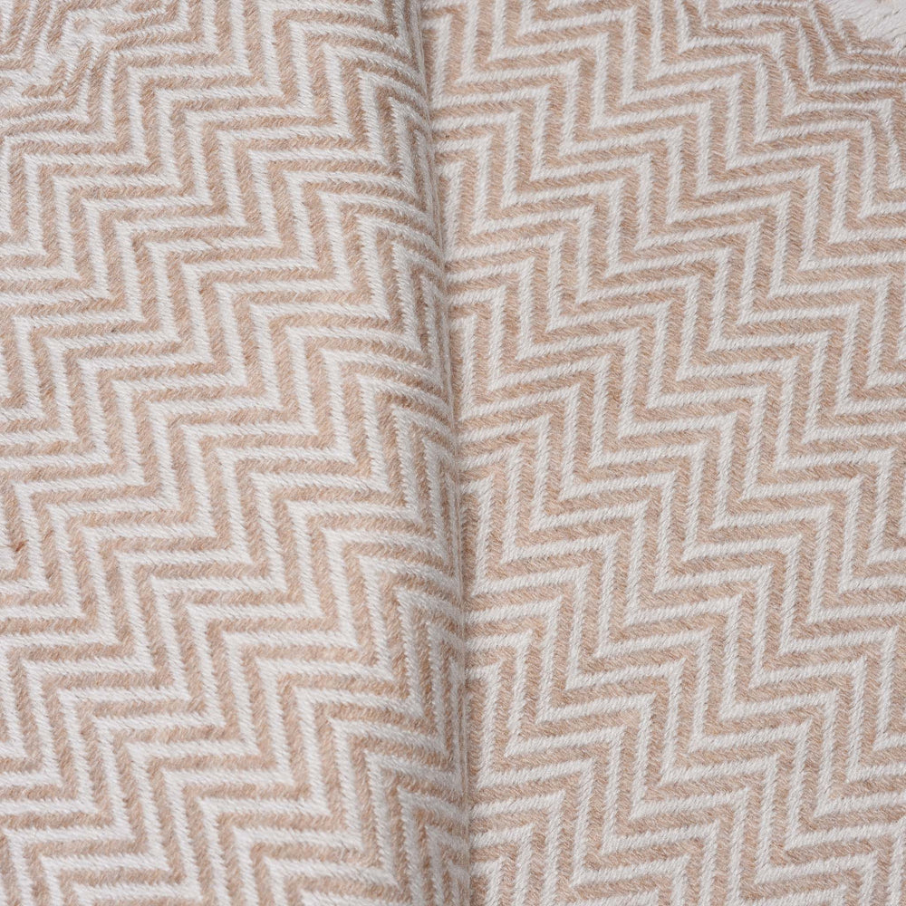 Stone Wool Throw from Kashmir -Zig Zag Cream | Indigo Antiques