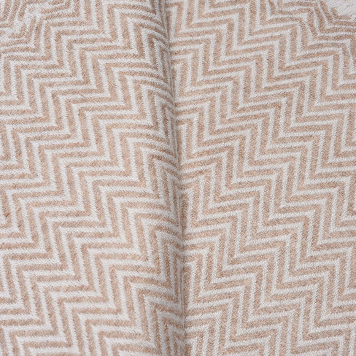 Detail From Stone Wool Throw from Kashmir -Zig Zag Cream | Indigo Antiques