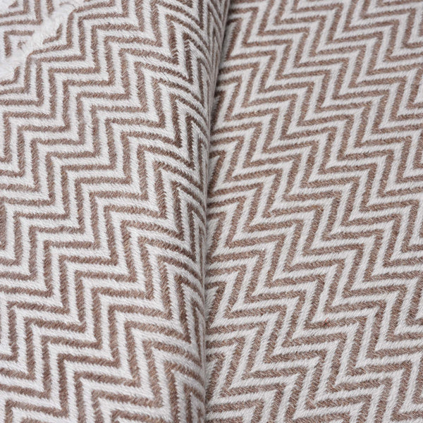 Stone Wool Throw from Kashmir -Zig Zag Taupe