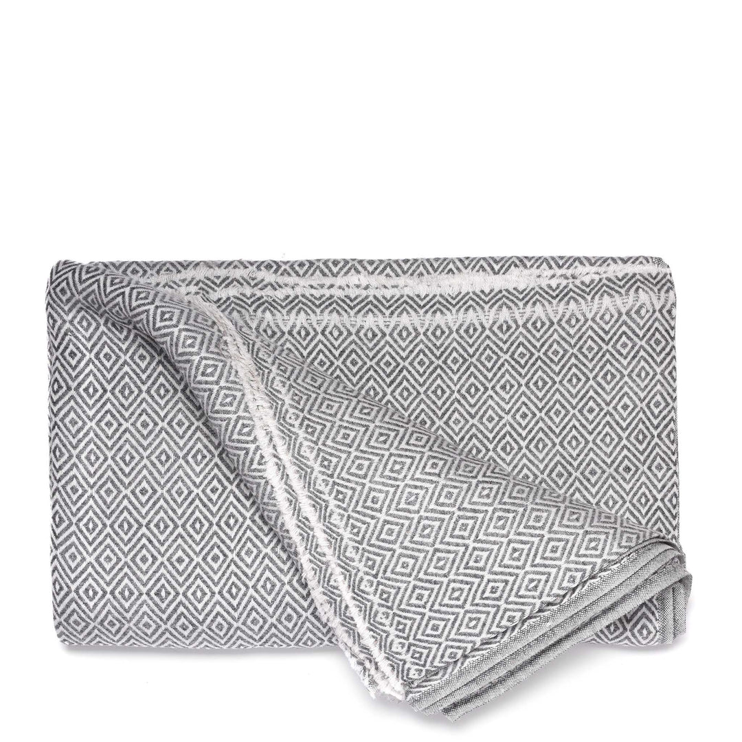Diamond Slate Wool Throws from Kashmir | Indigo Antiques