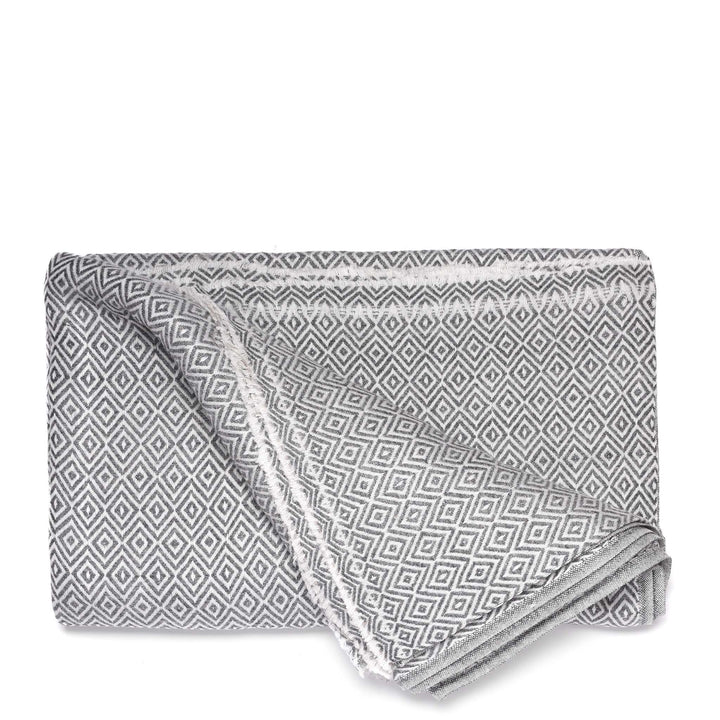 Diamond Slate Wool Throws from Kashmir | Indigo Antiques