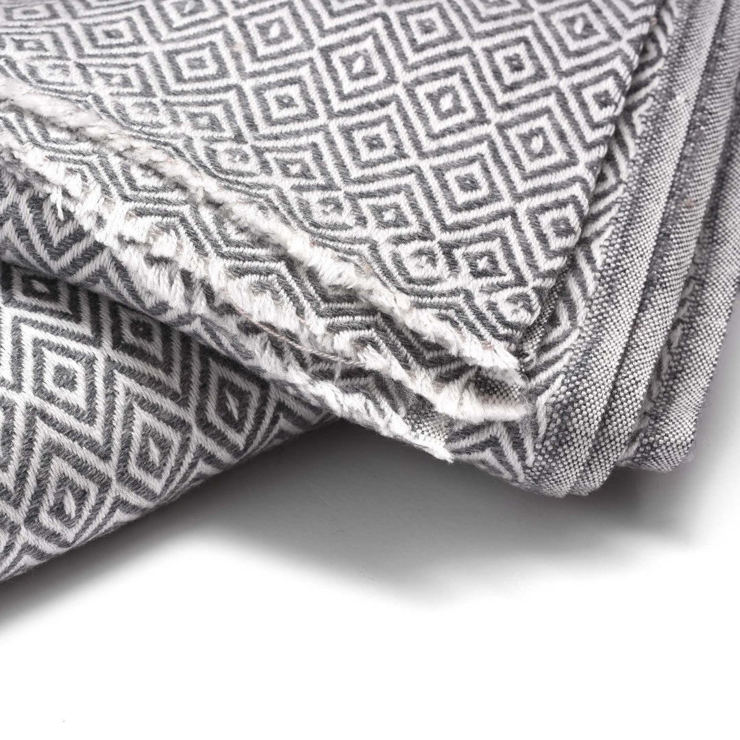 Diamond Slate Wool Throws from Kashmir | Indigo Antiques