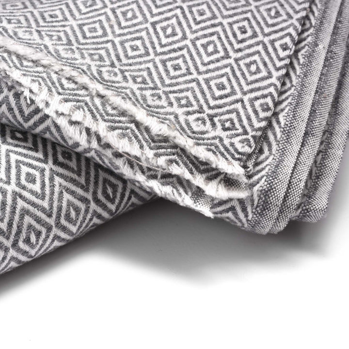 Diamond Slate Wool Throws from Kashmir | Indigo Antiques