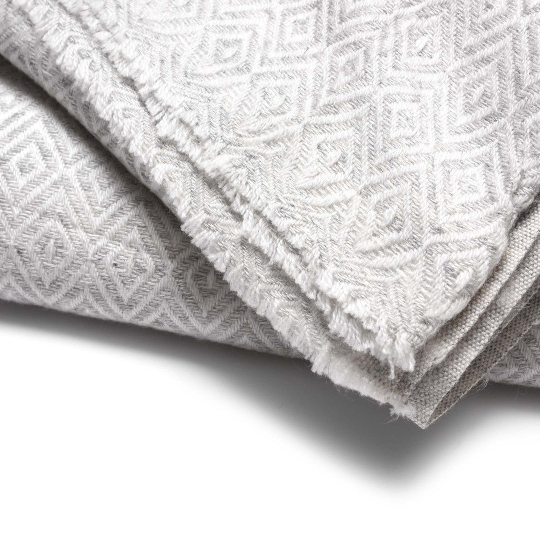 Diamond Grey Wool Throws from Kashmir | Indigo Antiques