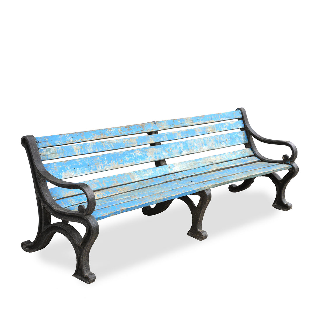 Angled View Of Cast Iron Garden Bench - Ca 1920 | Indigo Antiques