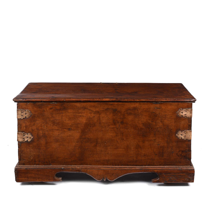 Back Of Brass Bound Teak Chest | Indigo Antiques