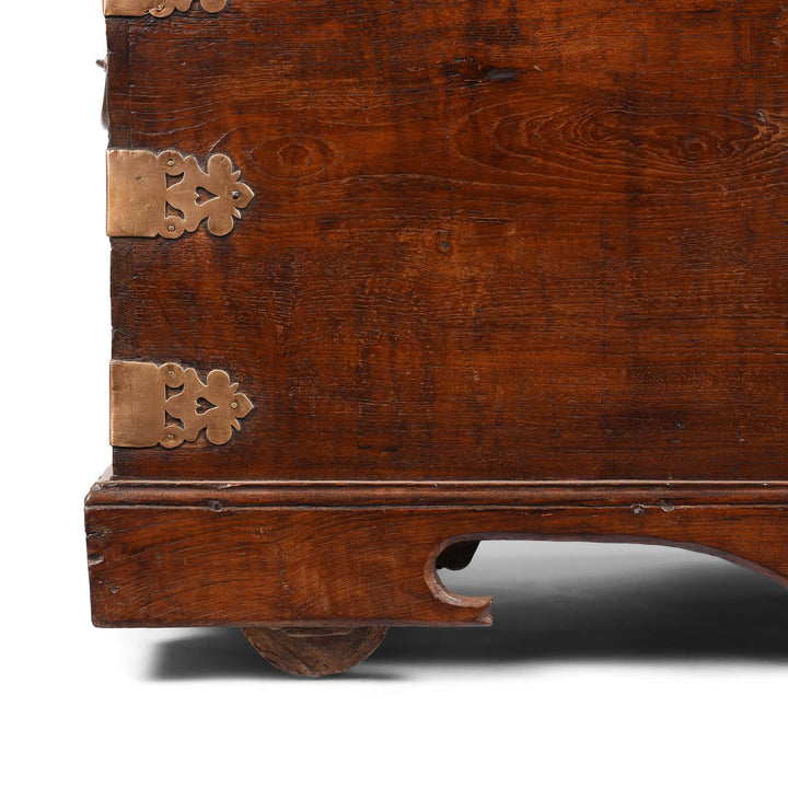 Wheel Detail From Brass Bound Teak Chest | Indigo Antiques