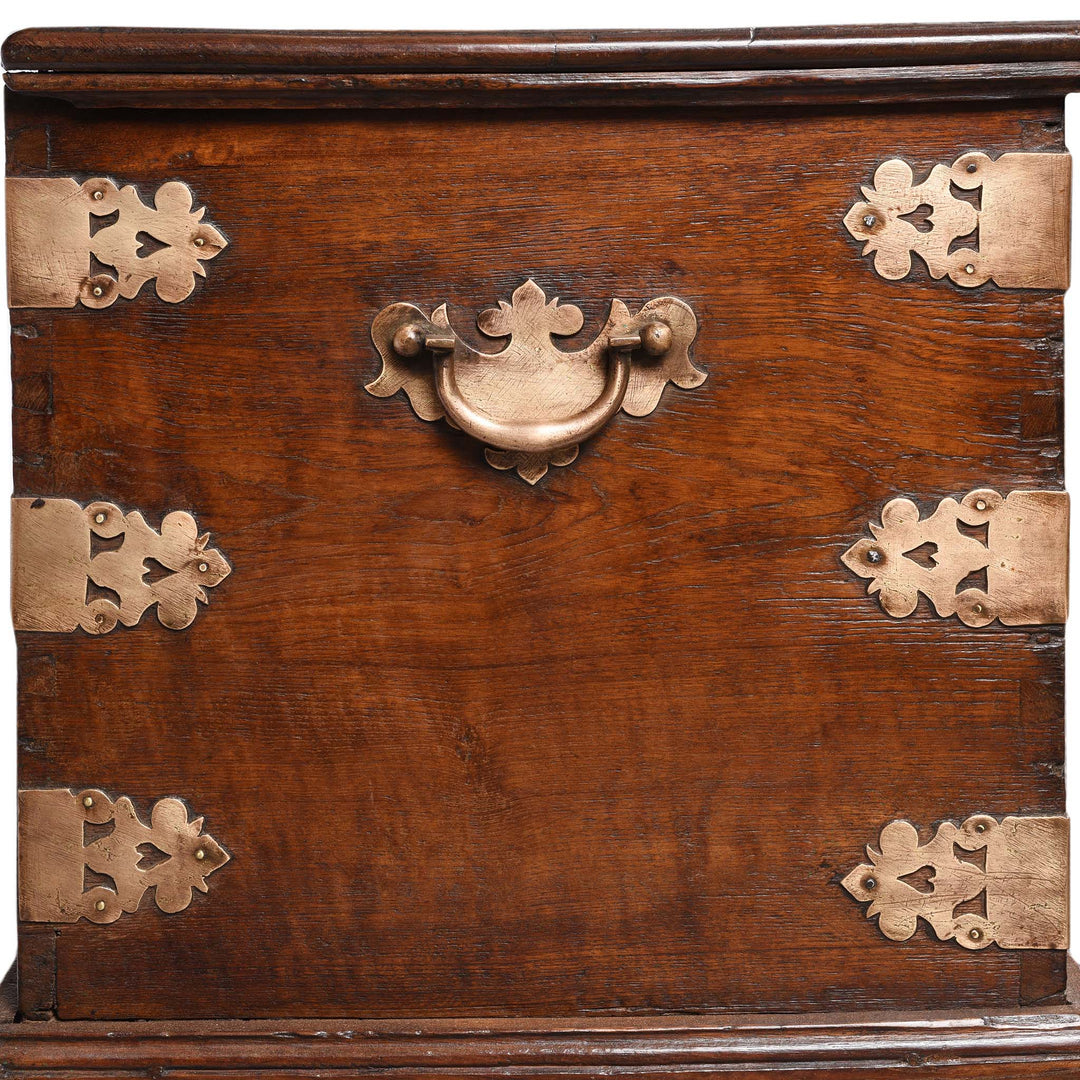 End Detail From Brass Bound Teak Chest | Indigo Antiques