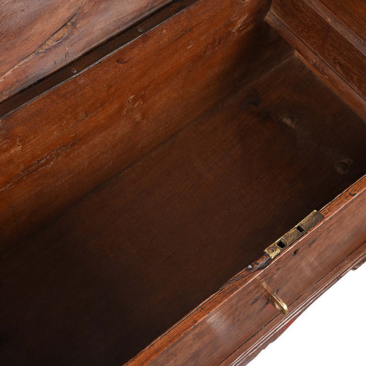 Interior Of Brass Bound Teak Chest | Indigo Antiques