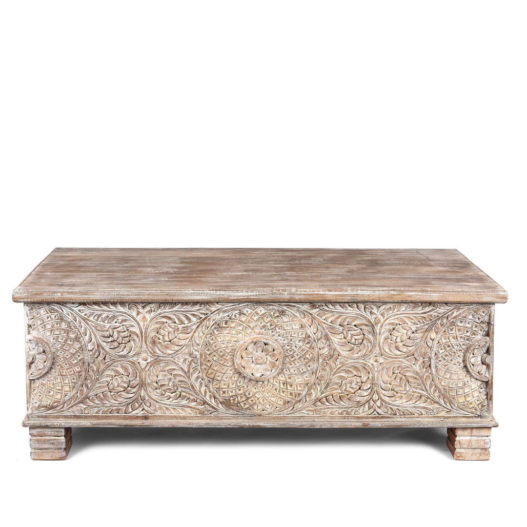 Carved Blanket Chest Made From Old Teak Wood | Indigo Antiques