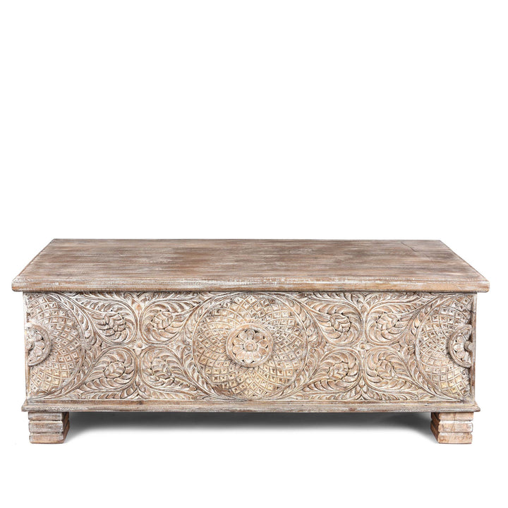 Carved Blanket Chest Made From Old Teak Wood | Indigo Antiques
