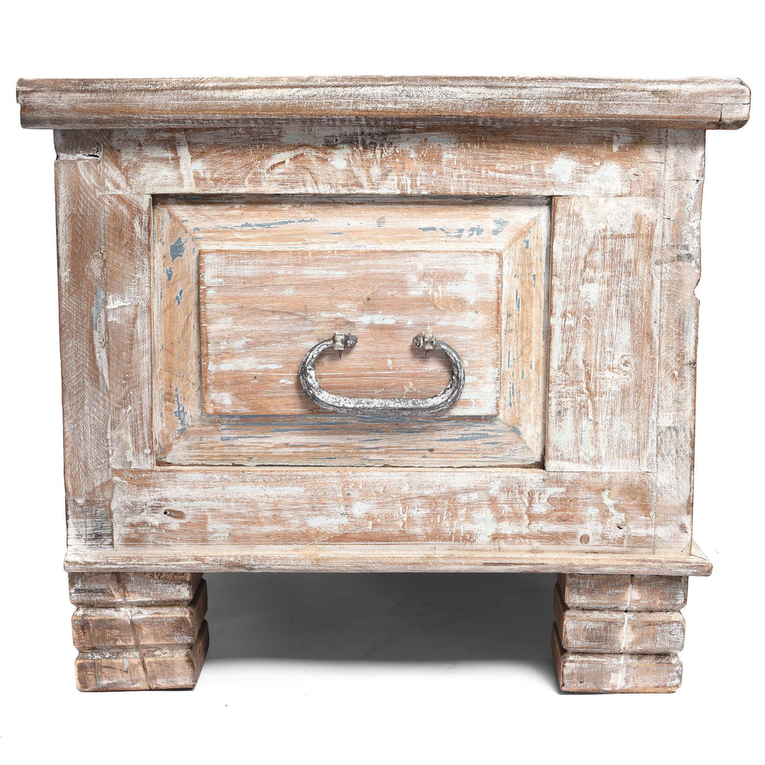 Side View Of Carved Blanket Chest Made From Old Teak Wood | Indigo Antiques
