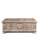 Carved Blanket Chest Made From Reclaimed Painted Teak