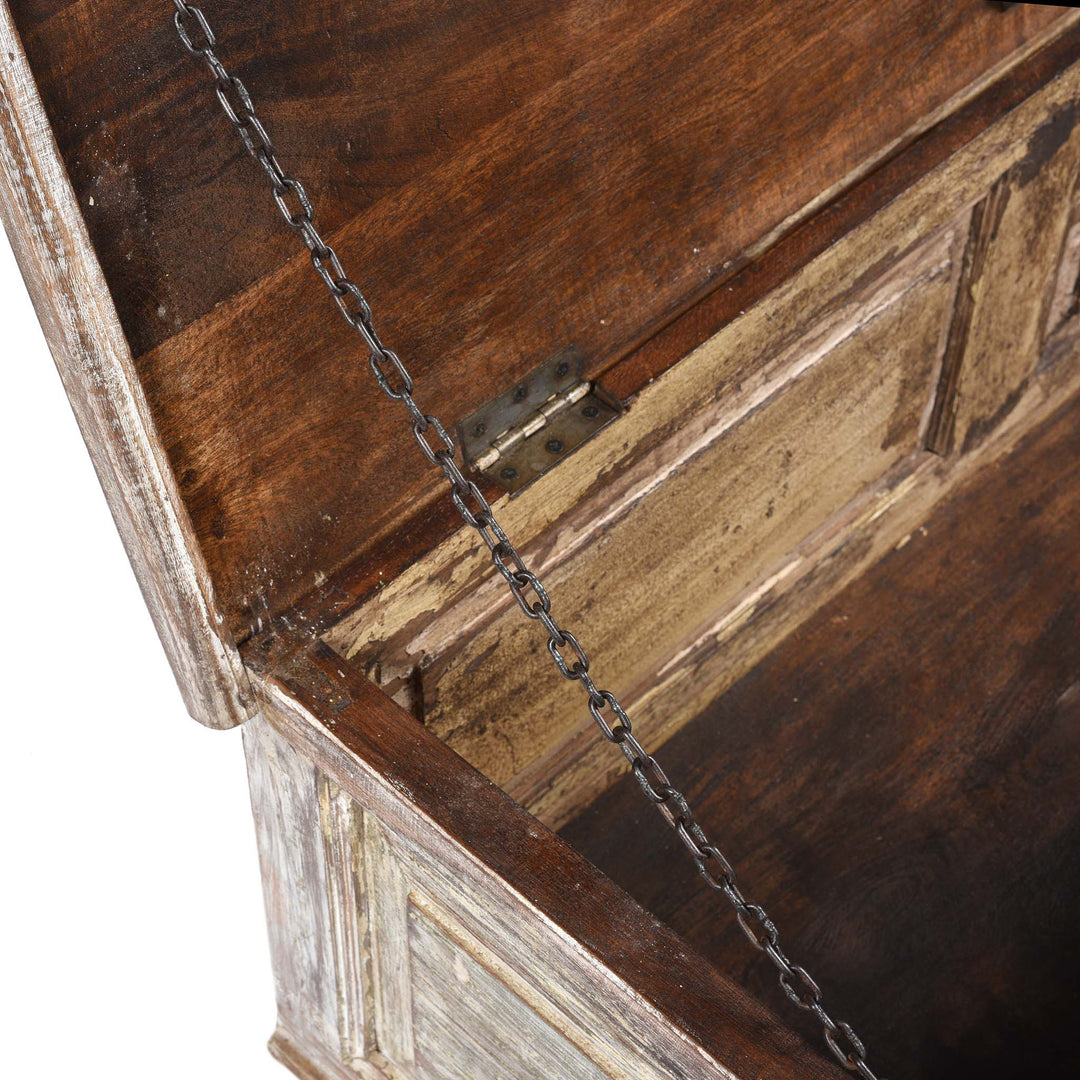Chain From Carved Blanket Chest Made From Reclaimed Painted Teak | Indigo Antiques