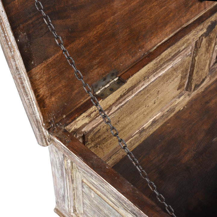 Chain From Carved Blanket Chest Made From Reclaimed Painted Teak | Indigo Antiques