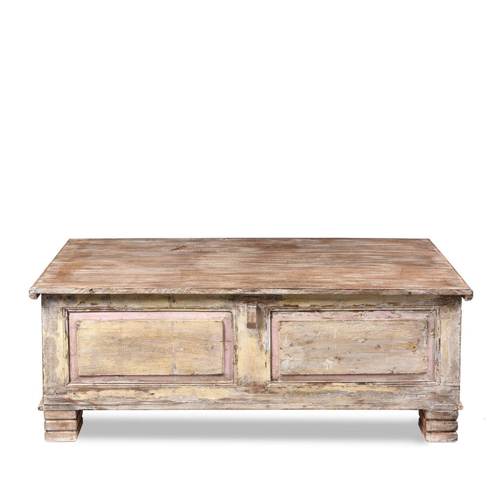 Reverse Of Carved Blanket Chest Made From Reclaimed Painted Teak | Indigo Antiques