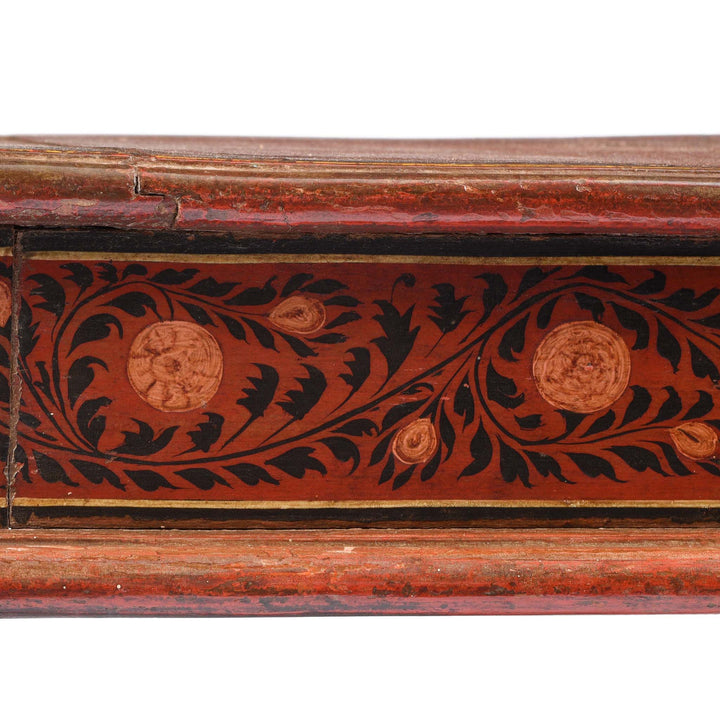 Paintwork Detail From Bajot Low Prayer Table From Rajasthan - 19thC | Indigo Antiques