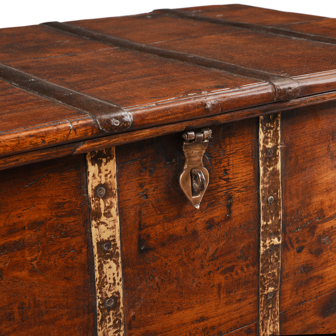 Latch Detail From Brass Bound Teak Indian Military Chest From Rajasthan -19thC | INDIGO ANTIQUES