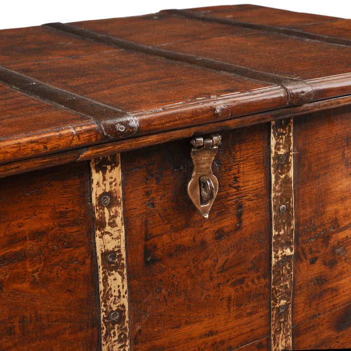 Latch Detail From Brass Bound Teak Indian Military Chest From Rajasthan -19thC | INDIGO ANTIQUES